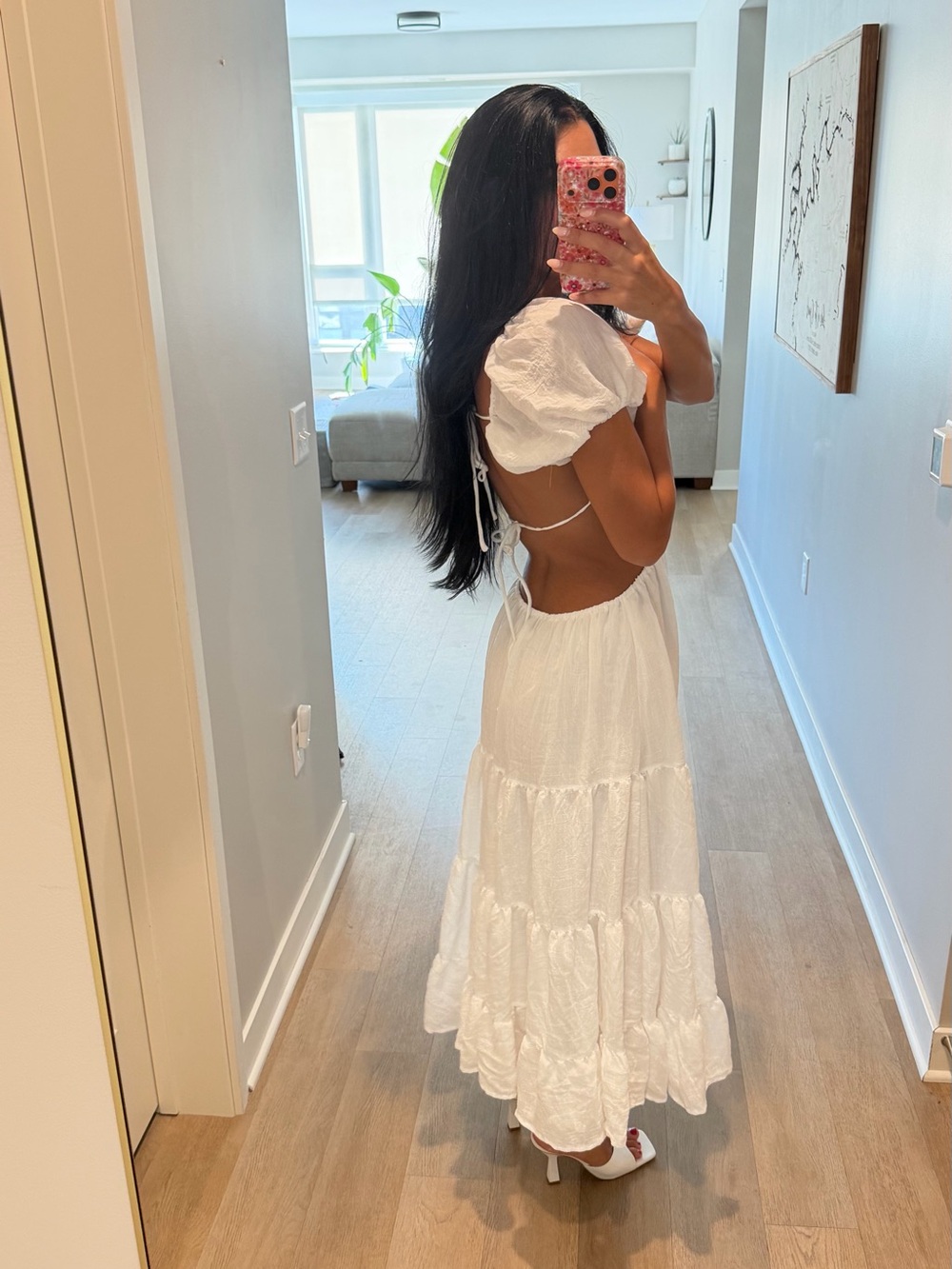 Princess Polly White Cutout Tiered Maxi Dress with Puff Sleeves - Picture 3 of 4